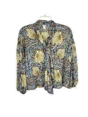 Morris & Co x HM Academia Romantic Sheer Tie Neck Art Nouveau Floral oversize 8